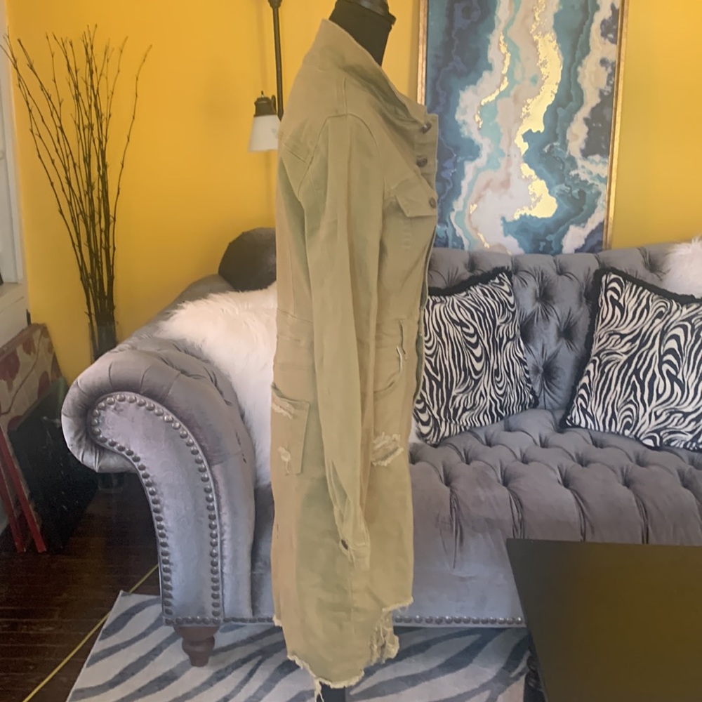 COPY - Fashion Nova olive green one piece long sleeve denim skirt - Picture 5 of 10